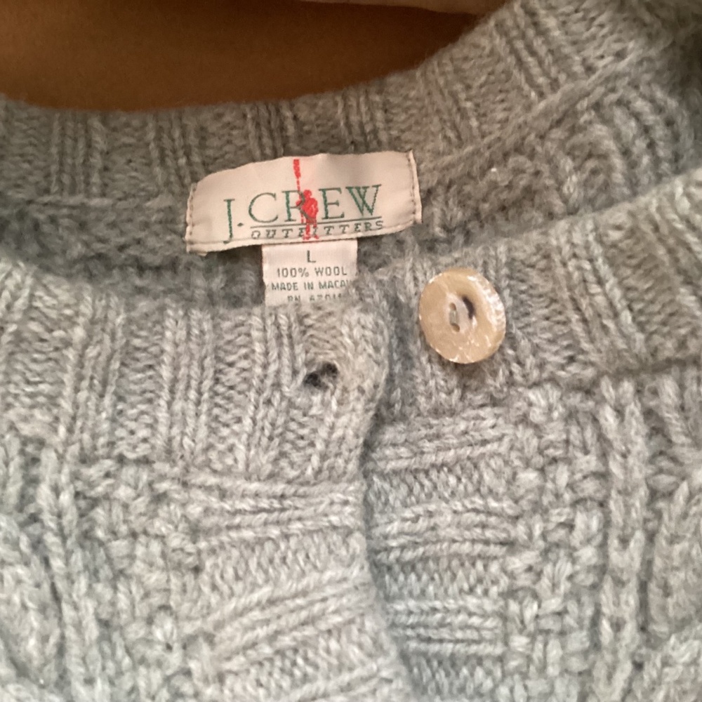 Vintage cropped all wool cable knit J Crew sweater..sage large - Picture 2 of 3
